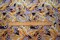 Purple-Yellow-Multi Abstract Whirl Leaf Pattern Printed Linen Woven Fabric By the Yard